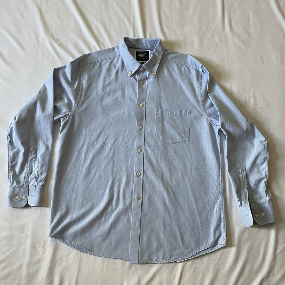 Charles Tyrwhitt‎ Men Large Dress Shirt Classic Fit Blue Long Sleeve 100% Cotton